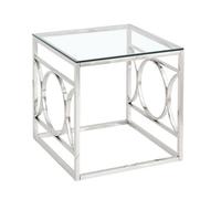 Ps Global Silver End Table Clear Glass Silver Stainless Steel Living Room And Hallway Side Table