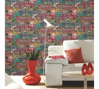 PS International Graffiti on Bricks Multicoloured Wallpaper 05530 10