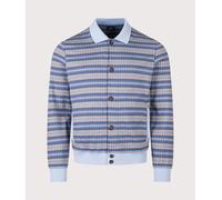 PS Paul Smith Mens Button Down Textured Stripe Cardigan - Colour: 40 Light Blue - Size: XL