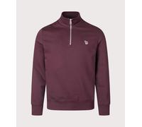 Zebra Half Zip Sweatshirt Very Dark Red, Large