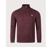 PS Paul Smith Mens Quarter Zip Zebra Logo Jumper - Colour: 29 Very Dark Red - Size: Medium Medium