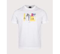 PS Paul Smith Mens Regular Fit Organic Cotton Patch Zebra T-Shirt - Colour: 01 White - Size: XL