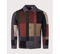 PS Paul Smith Mens Regular Fit Pebbles Check Wool-Blend Cardigan - Colour: 78 Black - Size: Large