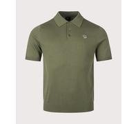 PS Paul Smith Mens Regular Fit Zebra Badge Knitted Polo Shirt - Colour: 35C Military Green - Size: XL