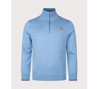 PS Paul Smith Mens Regular Fit Zebra Logo Quarter Zip Jumper - Colour: 40 Light Blue - Size: Medium