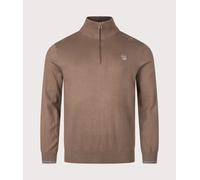 PS Paul Smith Mens Regular Fit Zebra Logo Quarter Zip Jumper - Colour: 67 Mud - Size: XL