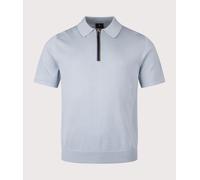 Sport Stripe Knitted Short Sleeve Polo Shirt 40a Light Blue, Medium