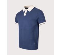 PS Paul Smith Mens Waffle Knit Polo Shirt - Colour: 46 Blue - Size: Medium