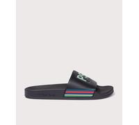 PS Paul Smith Mens Zed Black Sports Stripe Sliders - Colour: 79 Black - Size: 8