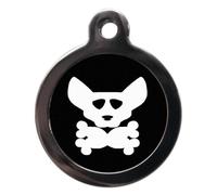 PS Pet Tags - Cartoon Pet ID Tags - Doggie Skull and Crossbone - Zinc Alloy Metal - Large (32mm) Small (24mm) - Personalised On Reverse - Dog Cat Fun Name Address Tag