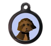 PS Pet Tags - Dog Breed Pet ID Tags - Chocolate Cockapoo Design - Zinc Alloy Metal - Large (32mm) Small (24mm) Personalised On Reverse - Dog Name Address Identity Tag - Made in UK
