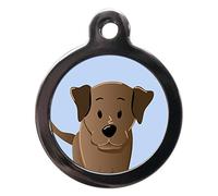 PS Pet Tags - Dog Breed Pet ID Tags - Chocolate Labrador Design - Zinc Alloy Metal - Large (32mm) Small (24mm) Personalised On Reverse - Dog Name Address Identity Tag - Made in UK