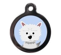PS Pet Tags - Dog Breed Pet ID Tags - Westie West Highland Terrier Design - Zinc Alloy Metal - Large (32mm) Small (24mm) Personalised On Reverse - Dog Name Address Identity Tag - Made in UK
