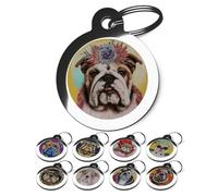 PS Pet Tags - English Bulldog Dog ID Tags - Breed Pet Identity Tags - Cute Fun Dog Face Disc for Collar - Personalised on Reverse -Large/Small
