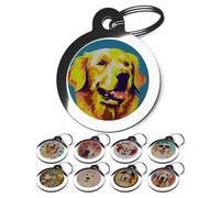 PS Pet Tags - Golden Retriever Dog Identity Tags - Personalised Pet ID Tags - Small Large Dog Face Disc for Collar