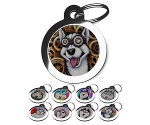 PS Pet Tags - Husky Pet ID Tags - Cute Fun Dog Breed Identity Tags - Personalised on Reverse - Small/Large Dog Face Disc for Collar