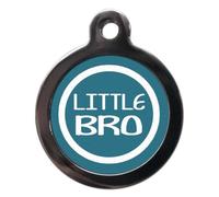 PS Pet Tags LITTLE BROTHER TAG FOR DOGS - Zinc Alloy Metal - Large (32mm) Small (24mm) - Personalised On Reverse - Pet Cat Name Address Identity Tag - Split Ring - Made in UK