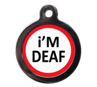 PS Pet Tags - Medical Pet ID Tags - I'm Deaf Disc - Zinc Alloy Metal - Large (32mm) Small (24mm) - Personalised On Reverse - Dog Cat Medical Tag