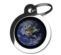 PS Pet Tags - Nature Pet ID Tags - Planet Earth Design - Zinc Alloy Metal - Large (32mm) Small (24mm) Personalised On Reverse - Dog Cat Name Address Identity Discs - Made in UK
