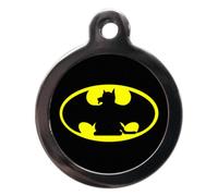 PS Pet Tags - Pet ID Tags - Cartoon Batdog Disc - Zinc Metal Alloy - Large (32mm) Small (24mm) - Personalised on Reverse