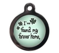 PS Pet Tags - Pet ID Tags - Rescue Dog ID - Green Forever Home Disc - Zinc Alloy Metal - Large (32mm) Small (24mm) Personalised on Reverse