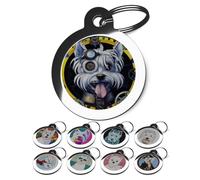 PS Pet Tags - Westie Dog ID Tags - Cute Fun Pet Identity Tags - Personalised on Reverse - Small/Large Dog Face Disc for Collar