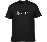 PS PS 5 Play Station Black Men's T-Shirt Unisex Black Tee(Medium)