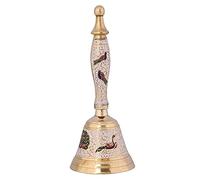 PS SHEVIN18@Brass Ghanti for Pooja - 7 inches Pure Brass Bells for Pooja Room with Swastik & Om Meenakari, Temple Bell Big Size Ghanta for Puja Pital Hand Bell for Pooja 210g