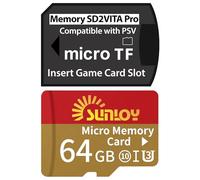 PS Vita Memory Card SD2Vita 6.0 Adapter with 64GB Micro SD Card, High Speed microSDXC UHS-I Flash Memory Card with PSVita SD Card Adapter for PSV 1000/2000 PSTV FW 3.60 HENkaku Enso System