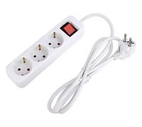 PS1-03F-0150-W extension cable 3x1mm² Schuko sockets: 3 rubber white 1.5m LONG