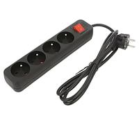 PS1-04E-0150-BK Extension Cable 3x1mm² Sockets: 4 Rubber Black 1.5m 10A LANB