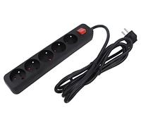 PS1-05E-0300-BK Extension Cable 3x1.5mm² Sockets: 5 Rubber Black 3m 10A LANB