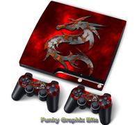 PS3 PlayStation 3 Slim Skin Stickers PVC for Console + 2 Controllers/ Pads Decal Protector Cover PS3 #Mortal#