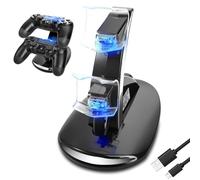 PS4 Controller Charge Station - CEStore® 2X USB Simultaneous Charger Dual Charging Vertical Dock Cradle Stand Accessory for Sony Playstation 4 Gaming Control with LED Indicator + Micro Cable