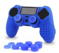 PS4 Controller Covers - PS4 Silicone Skins for DualShock 4 - Gaming Accessories Anti-Slip Cover Case for Playstation 4, Slim, Pro - 1 Piece PS4 Controller Skin - 4 Pairs PS4 Grips - Blue