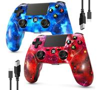 PS4 Controller Wireless Remote 2 Pack, Star Cloud Series Double Shock High Performance Gamepad for PS4/Pro/Slim/PC with Touch Pad, High-Precison Joystick