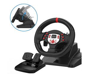 PS4 Gaming Racing Steering Wheels with Pedals and paddle Shifters for PC, 180° Volante PC Plug and Play with Height and Tilt Adjustable for Playstation 3/ Switch/ Android by DOYO