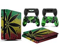 PS4 SLIM Console WEED Skin Decal Vinal Sticker + 2 Controller Skins Set