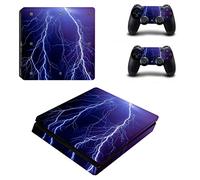 PS4 Slim Skin Sticker,Wondder Protective Vinyl Decal Skin Sticker for PS4 Slim Console + 2 Controller Skins + 2 x Silicone Thumb Grips (Colour 16)