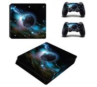 PS4 Slim Skin Sticker,Wondder Protective Vinyl Decal Skin Sticker for PS4 Slim Console + 2 Controller Skins + 2 x Silicone Thumb Grips (Colour 18)