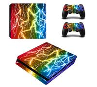 PS4 Slim Skin Sticker,Wondder Protective Vinyl Decal Skin Sticker for PS4 Slim Console + 2 Controller Skins + 2 x Silicone Thumb Grips (Colour 9)