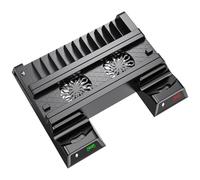 PS4 Stand with Cooling Fan Cooler for Playstation 4/PS4 Slim/Pro Stand Cooler with Dual Controller Charge Station & 12 Game Slots Organizer Stand with Game Storage