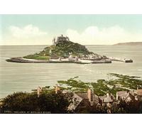 PS41 Vintage 1890's Photochrom Photo St Michael's Mount Cornwall Print Re-Print - A4 (297 x 210mm) 11.7" x 8.3"