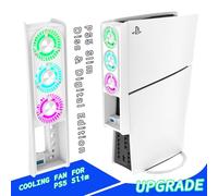 PS5 Cooling Fan with 7 Color-changing LED Light,Auto-Speed 9-Blade Quiet Fan,USB 3.0 Hub.The Accessories Compatible with PlayStation 5 Slim/Optical Drive Edition