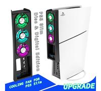 PS5 Cooling Fan with 7 Color-changing LED Light,Auto-Speed 9-Blade Quiet Fan,USB 3.0 Hub.The Accessories Compatible with PlayStation 5 Slim/Optical Drive Edition(Black)