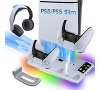 PS5 Cooling Station Controller for PS5 All Models, PS5 Slim Consoles, PS5 / PS5 Slim Accessories with 3 Level Cooling Fan Compatible with PlayStation 5 with