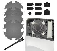 PS5 Dust Protector Cover Kit - 4 Shield-Shaped Fan Dust Nets +1 Cleaning Brush +8 Dust Plugs,High-Density Breathable Mesh Dust Filter for PS5 Digital & Disc Edition,Compatible with PS5 Pro&Slim(S13)