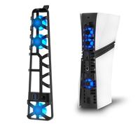 PS5 Pro Fan with USB Port & Blue LED Lights, Triple High-Speed Fans for Efficient Cooling, Quiet Operation, Adjustable Speed, Premium PS5 Pro Cooling Fan & Must-Have PS5 Pro Accessories