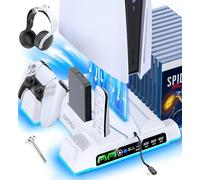 PS5 Stand Cooling Station with Fan & Dual Controller Charger for PS5 Console,