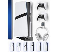 PS5 Wandhalterung für PS5/Slim/Pro mit Headset & Controller Halter, PS5 Stand, Universal 2 Pack Controller Ständer und Kopfhörer Halter für alle PS5 Modelle